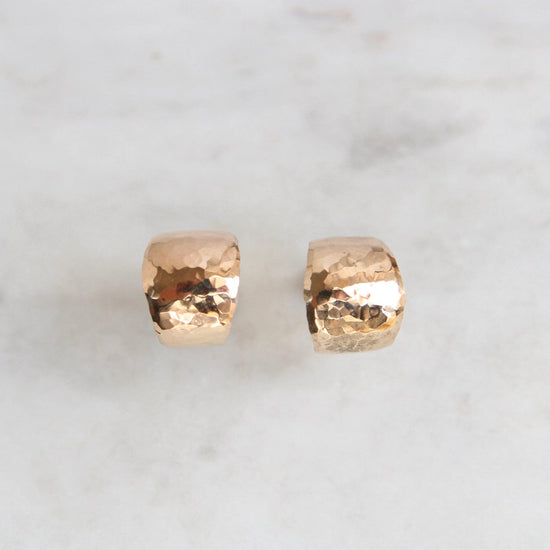 EAR-GF 14mm Wide Hammered Gold Filled Hoop on Post