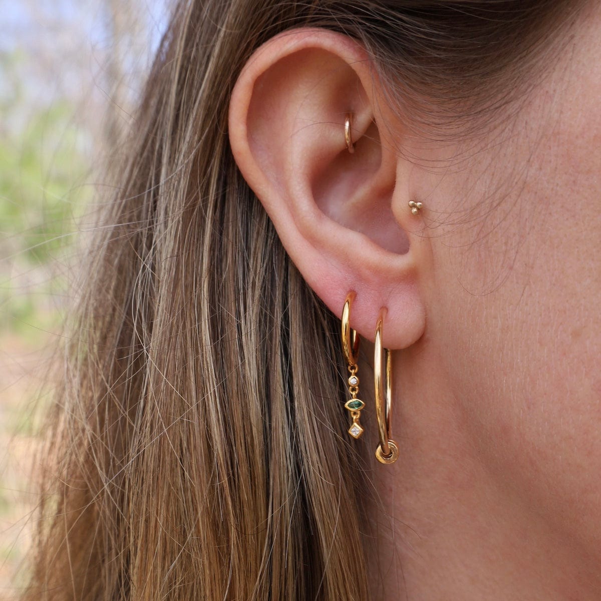 EAR-GF 24k Gold Vermeil Hoops with Three Smooth Rings