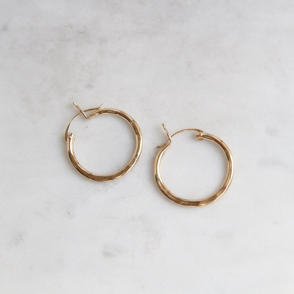 EAR-GF 24mm Hammered Gold Filled Tube Hoop