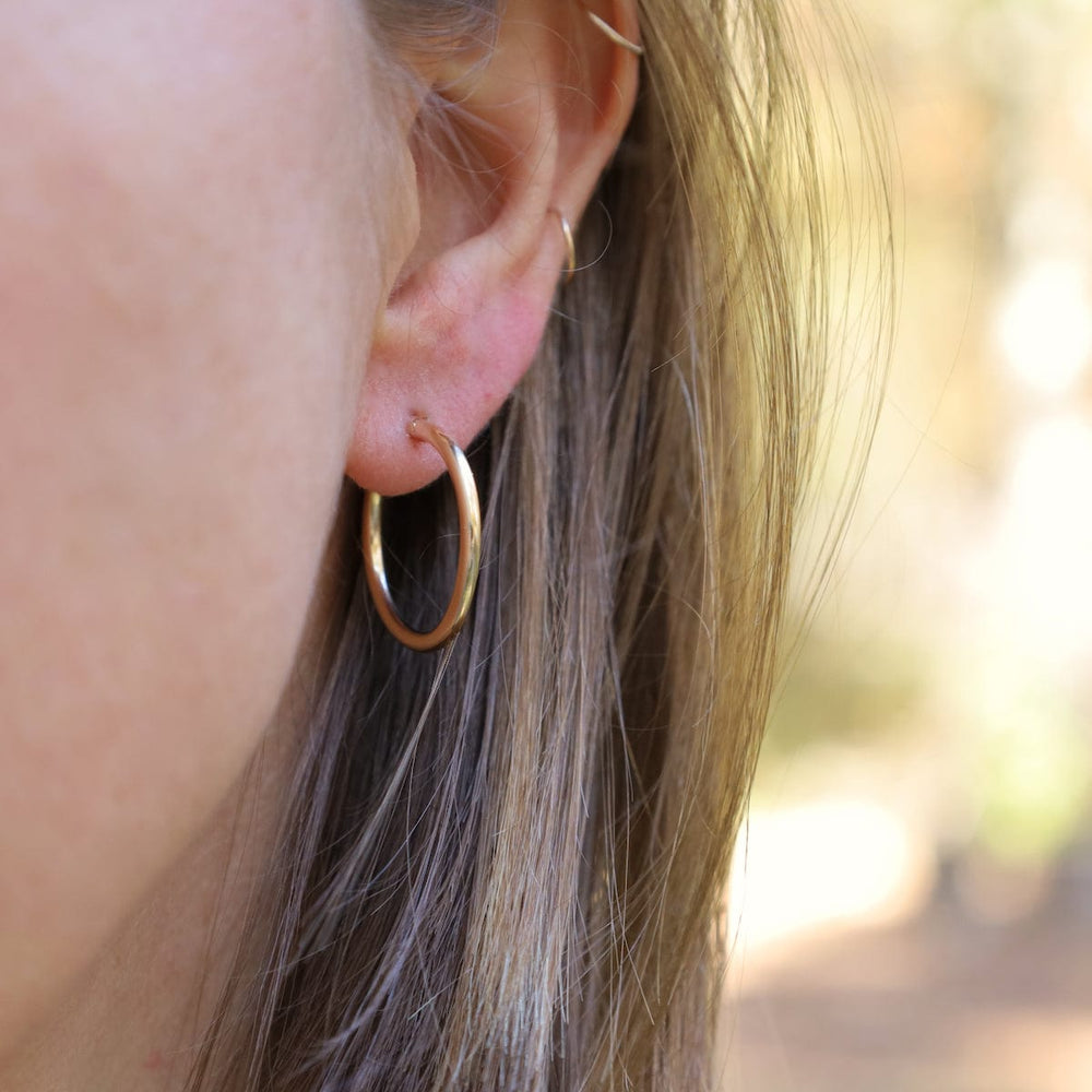 EAR-GF 24mm Hammered Gold Filled Tube Hoop