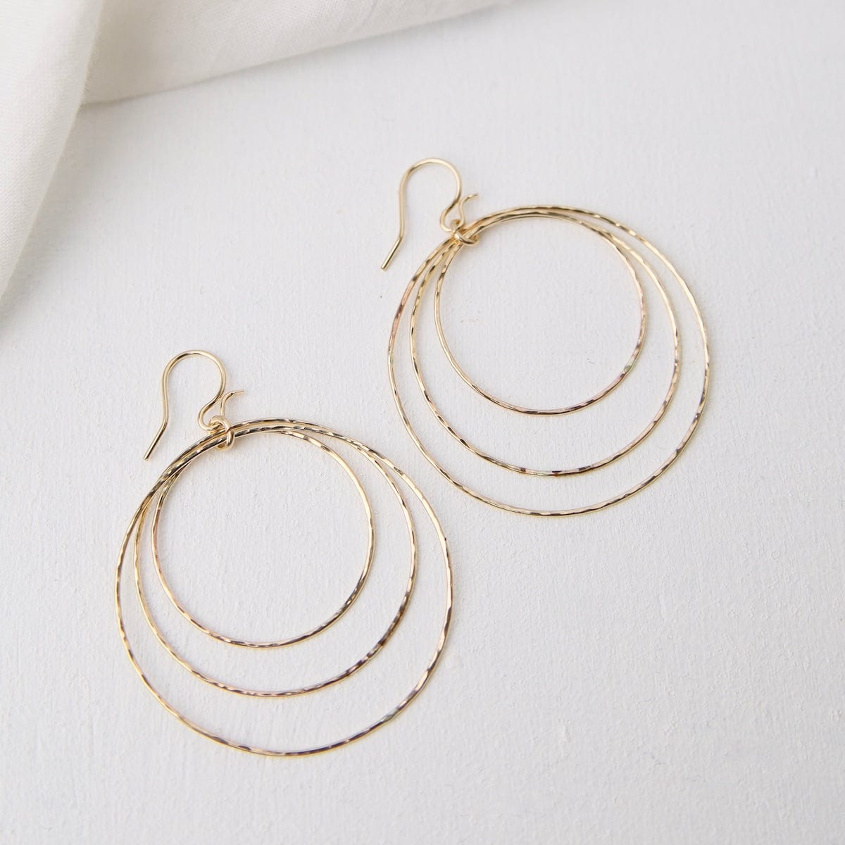EAR-GF 3 Hammered Circle Earring - gold Filled