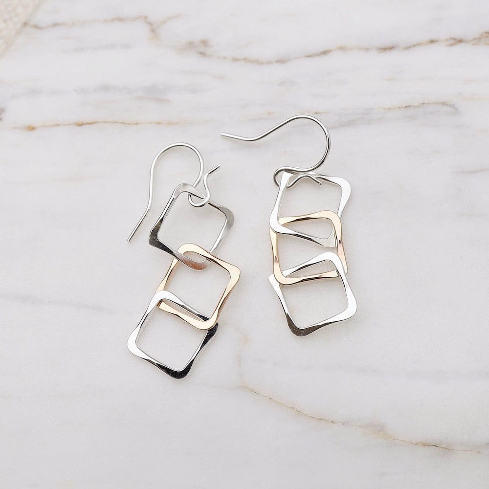 
                  
                    EAR-GF 3 Square Link Earring - Mix Metals Sterling Silver
                  
                