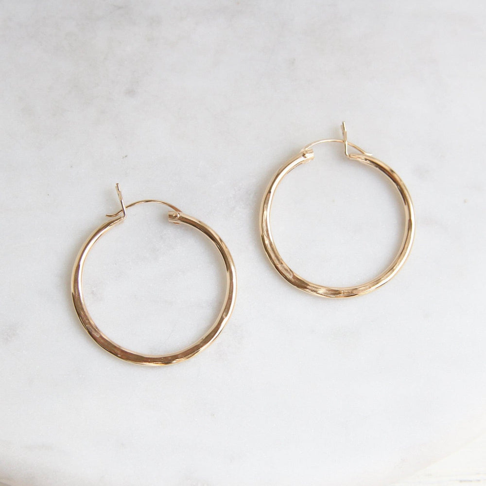 EAR-GF 30mm Hammered Gold Filled Tube Hoop