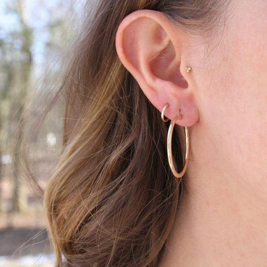 EAR-GF 30mm Hammered Gold Filled Tube Hoop