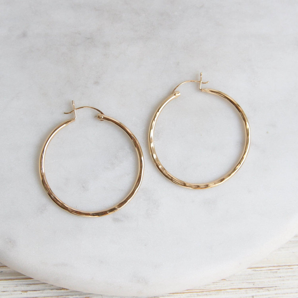 EAR-GF 40mm Hammered Gold Filled Tube Hoop