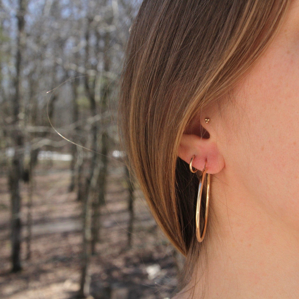 EAR-GF 40mm Hammered Gold Filled Tube Hoop