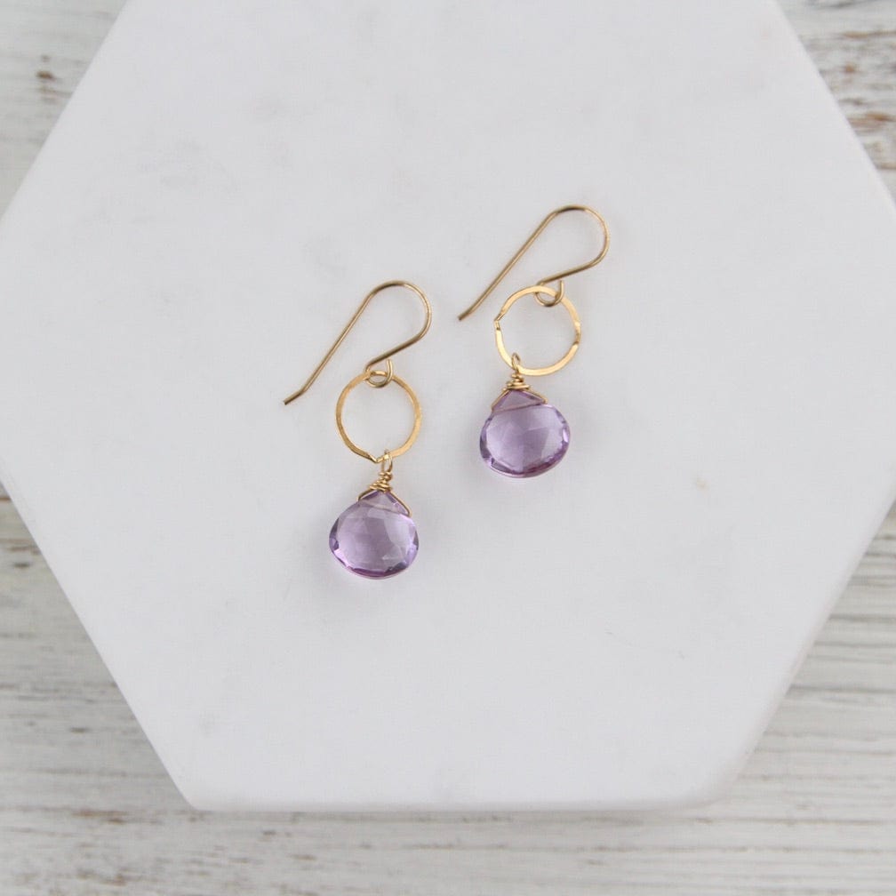 EAR-GF Amethyst on Gold Filled Ring Earring