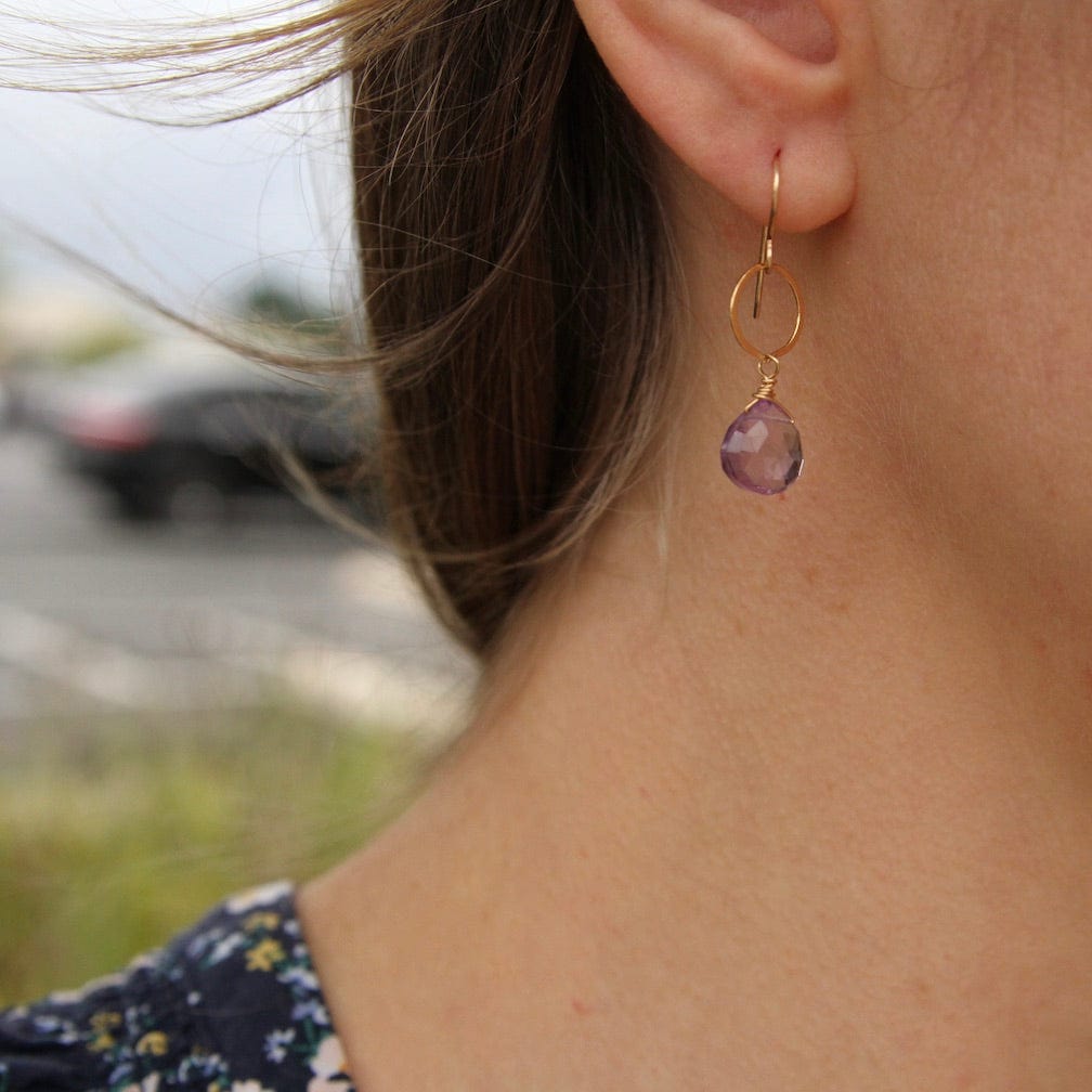 EAR-GF Amethyst on Gold Filled Ring Earring