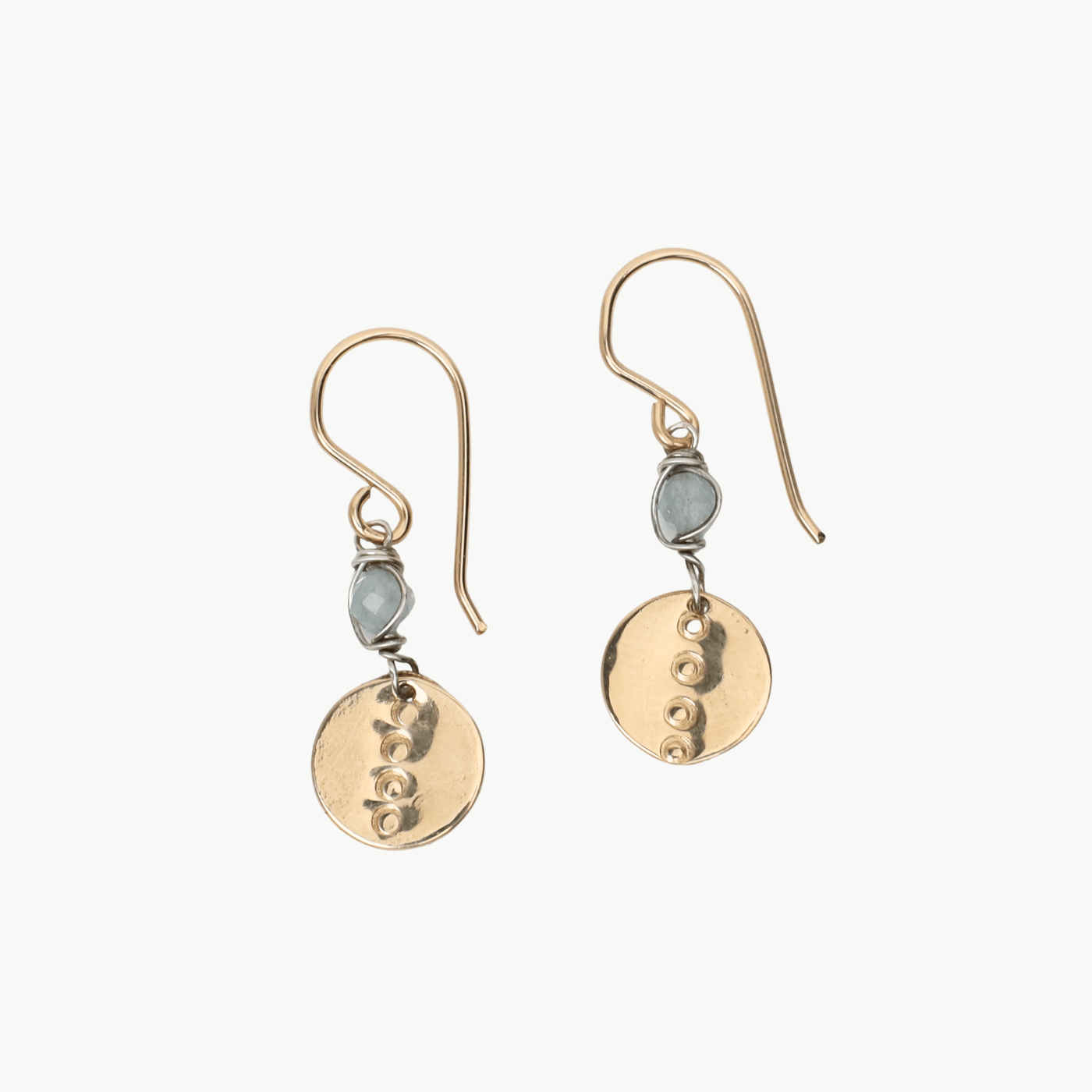 EAR-GF Aquamarine Dotted Disc Earrings