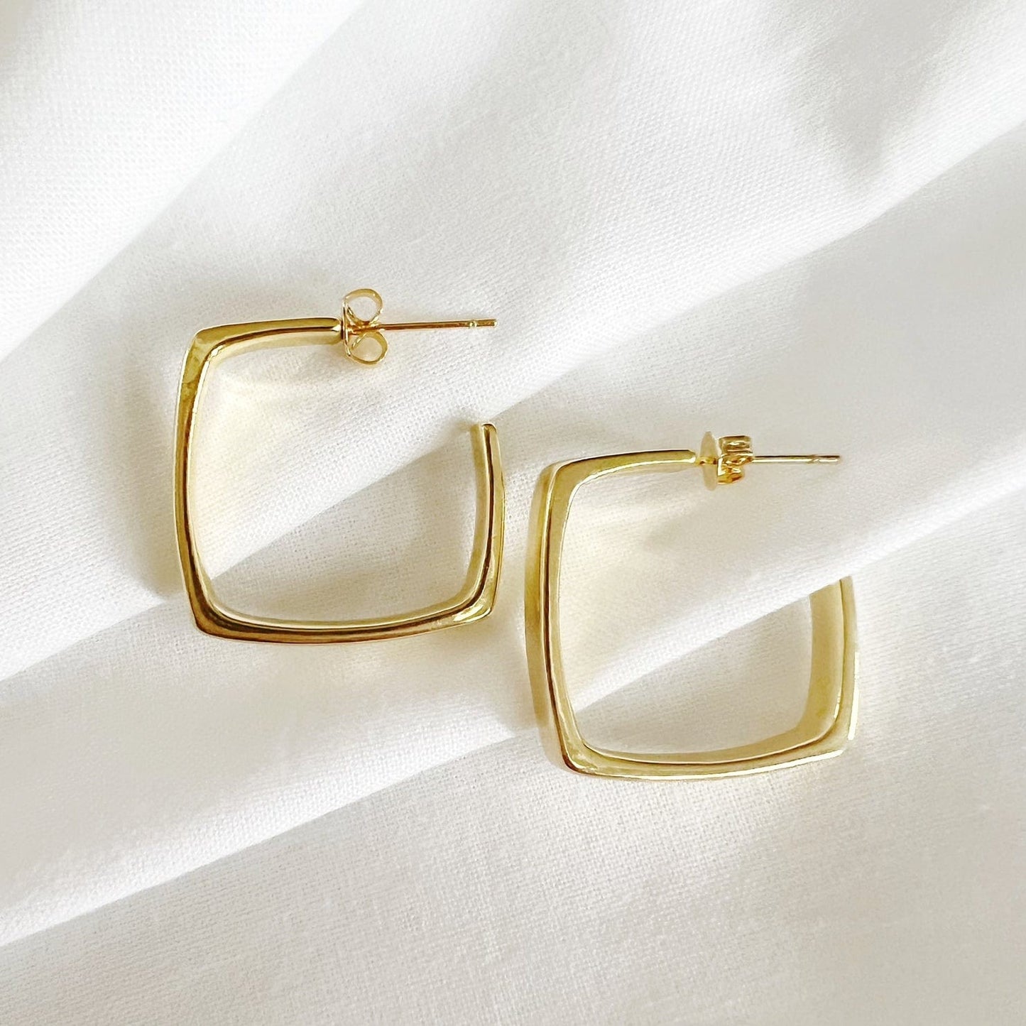 EAR-GF Aries Geometric Square Gold Filled Hoops Earrings