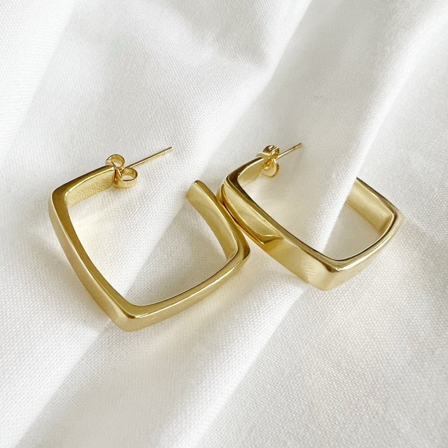 EAR-GF Aries Geometric Square Gold Filled Hoops Earrings