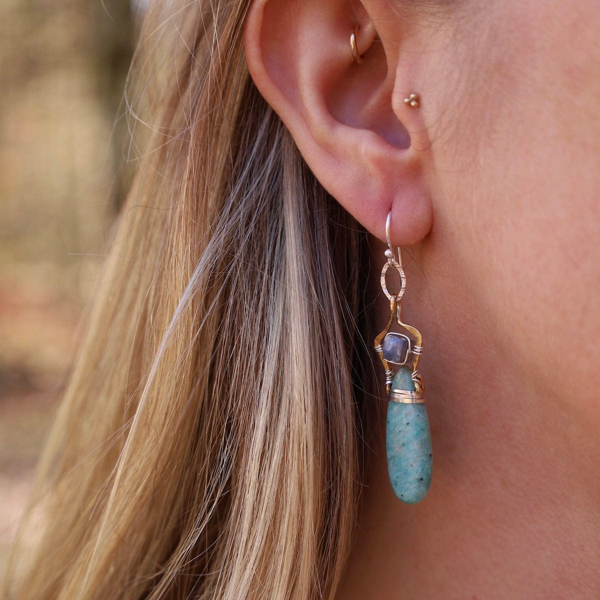 EAR-GF Banded Amazonite Drop Earrings