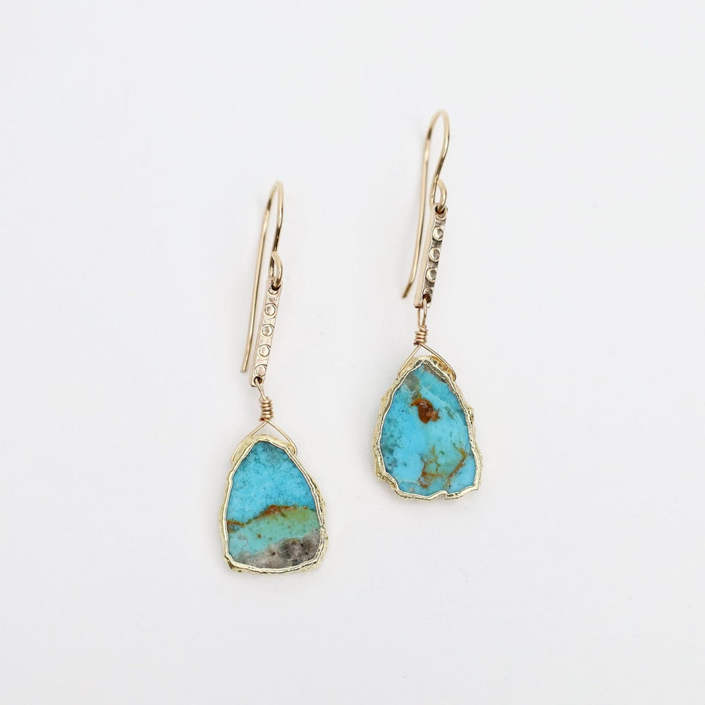 EAR-GF Bar with Turquoise Slice Earrings