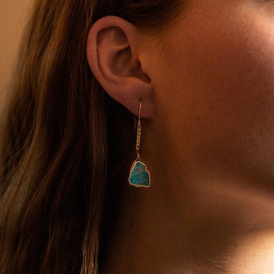 EAR-GF Bar with Turquoise Slice Earrings