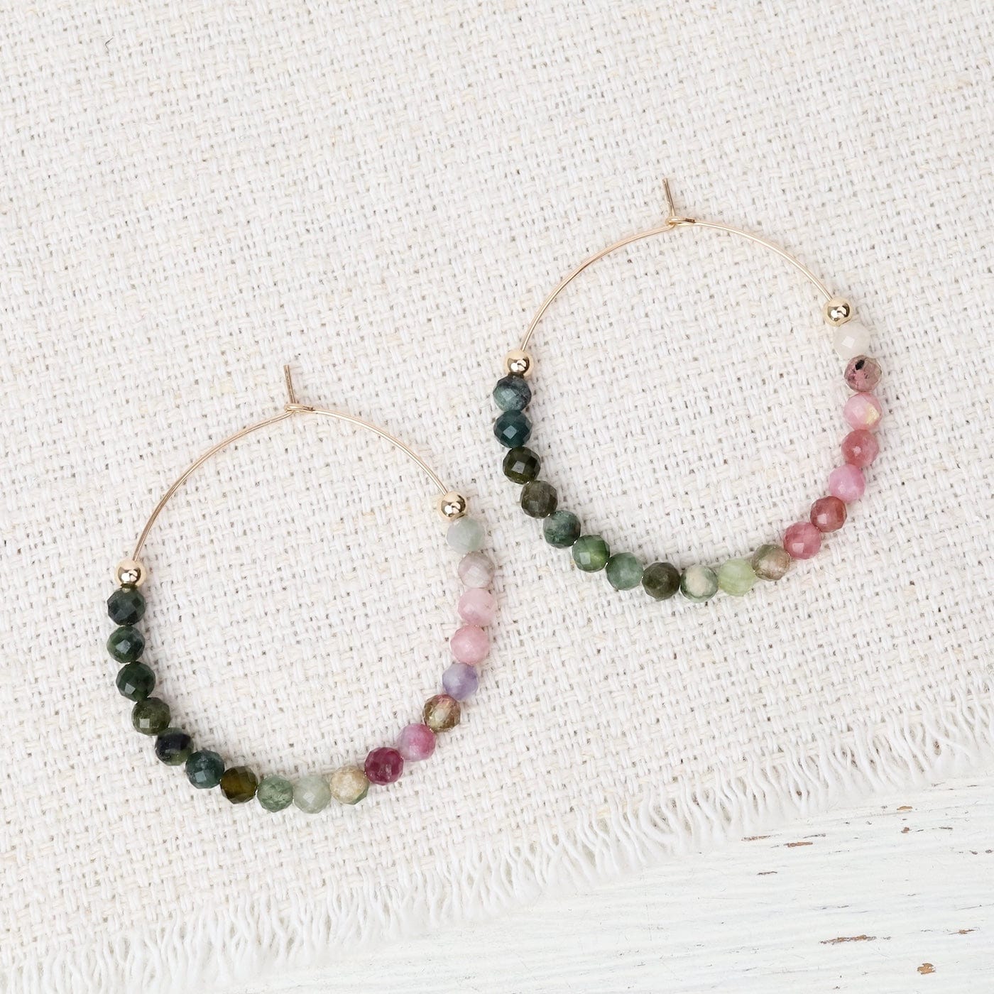 EAR-GF Beaded Tourmaline Hoop Earrings