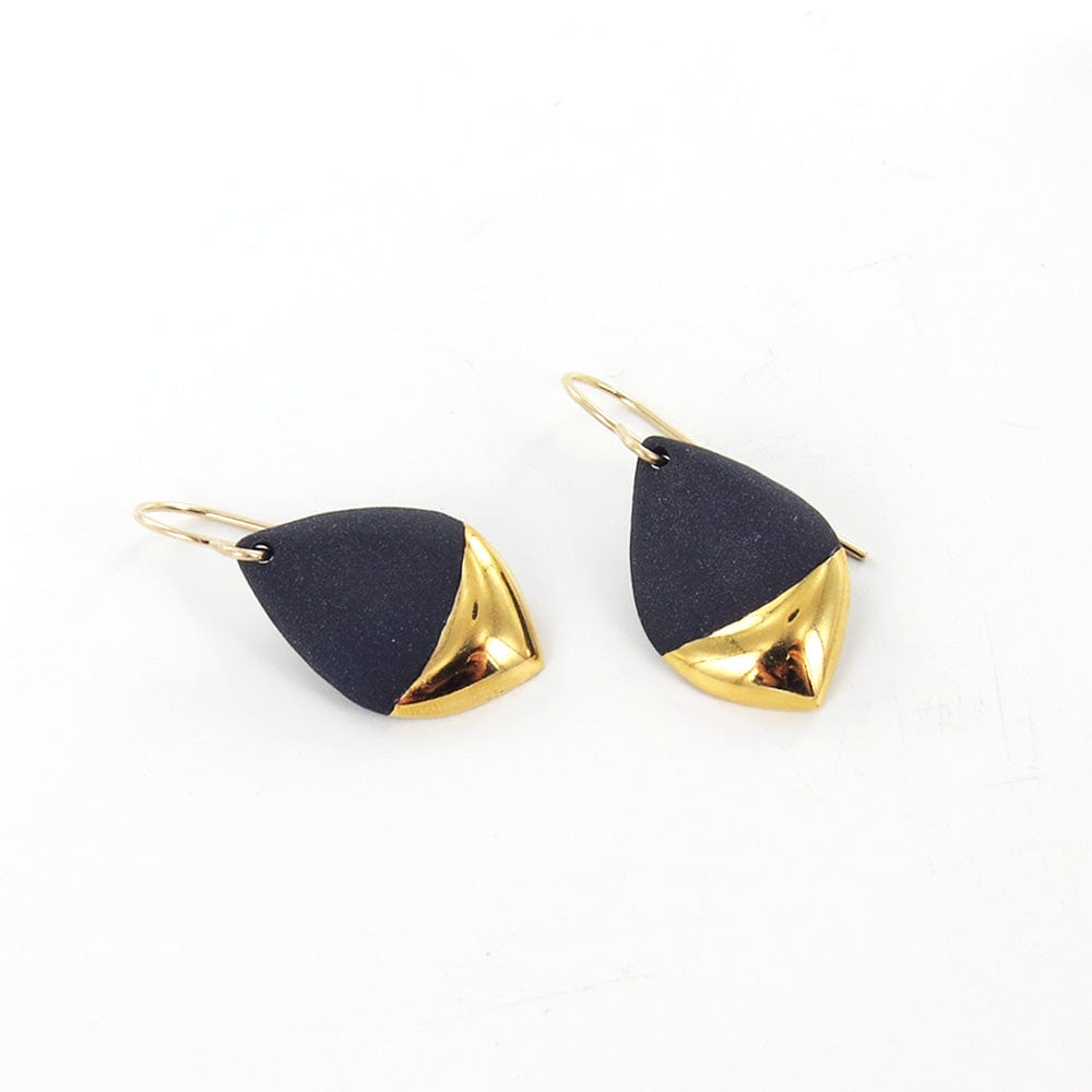 EAR-GF Black Gold Dipped Marquise Earrings