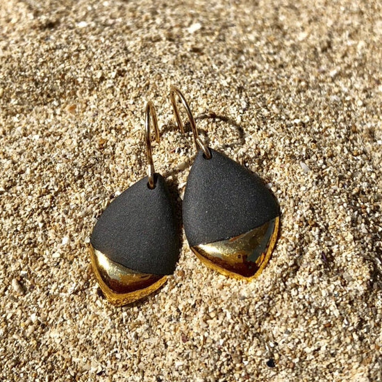 EAR-GF Black Gold Dipped Marquise Earrings