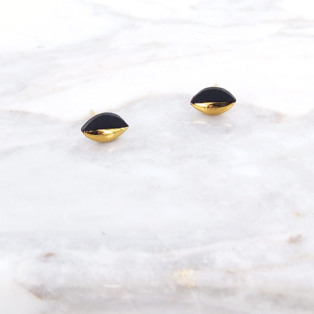 EAR-GF Black Gold Dipped Marquise Studs