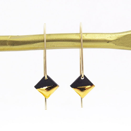 EAR-GF Black Gold Dipped Square Earrings