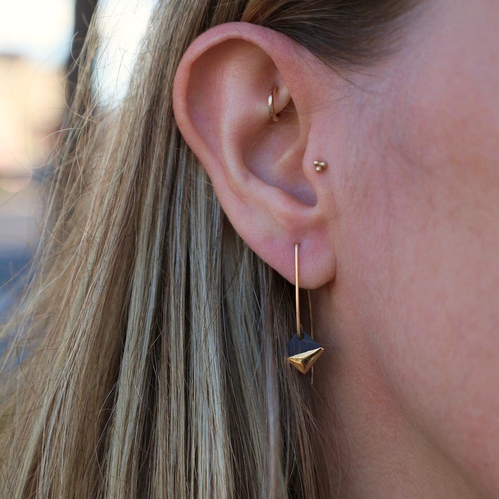 EAR-GF Black Gold Dipped Square Earrings