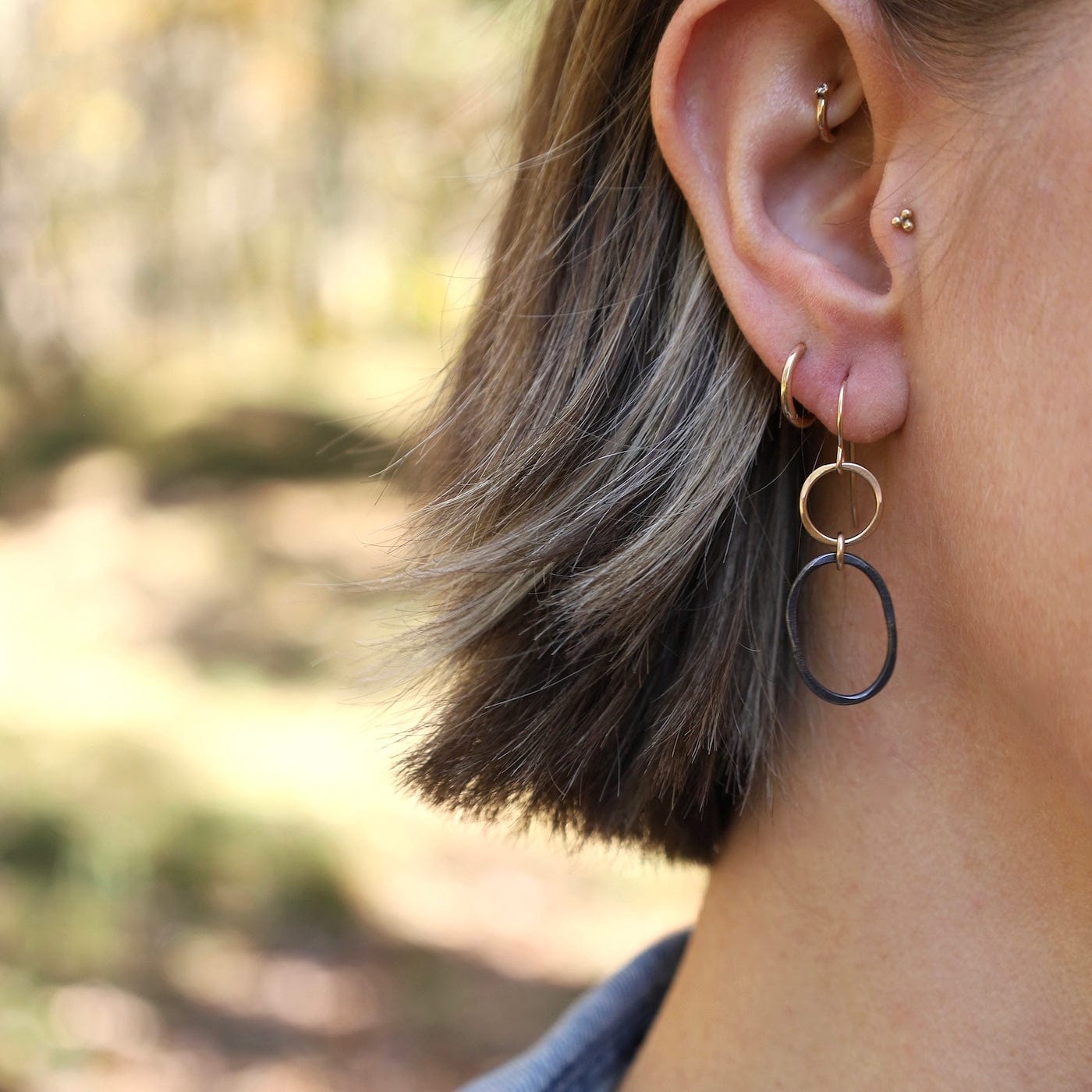 EAR-GF Black + Gold Oval Earrings