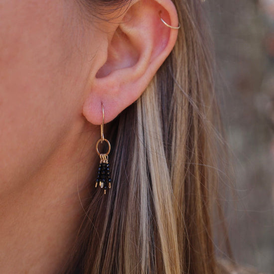 EAR-GF Black Spinel Fringe Sticks Earring