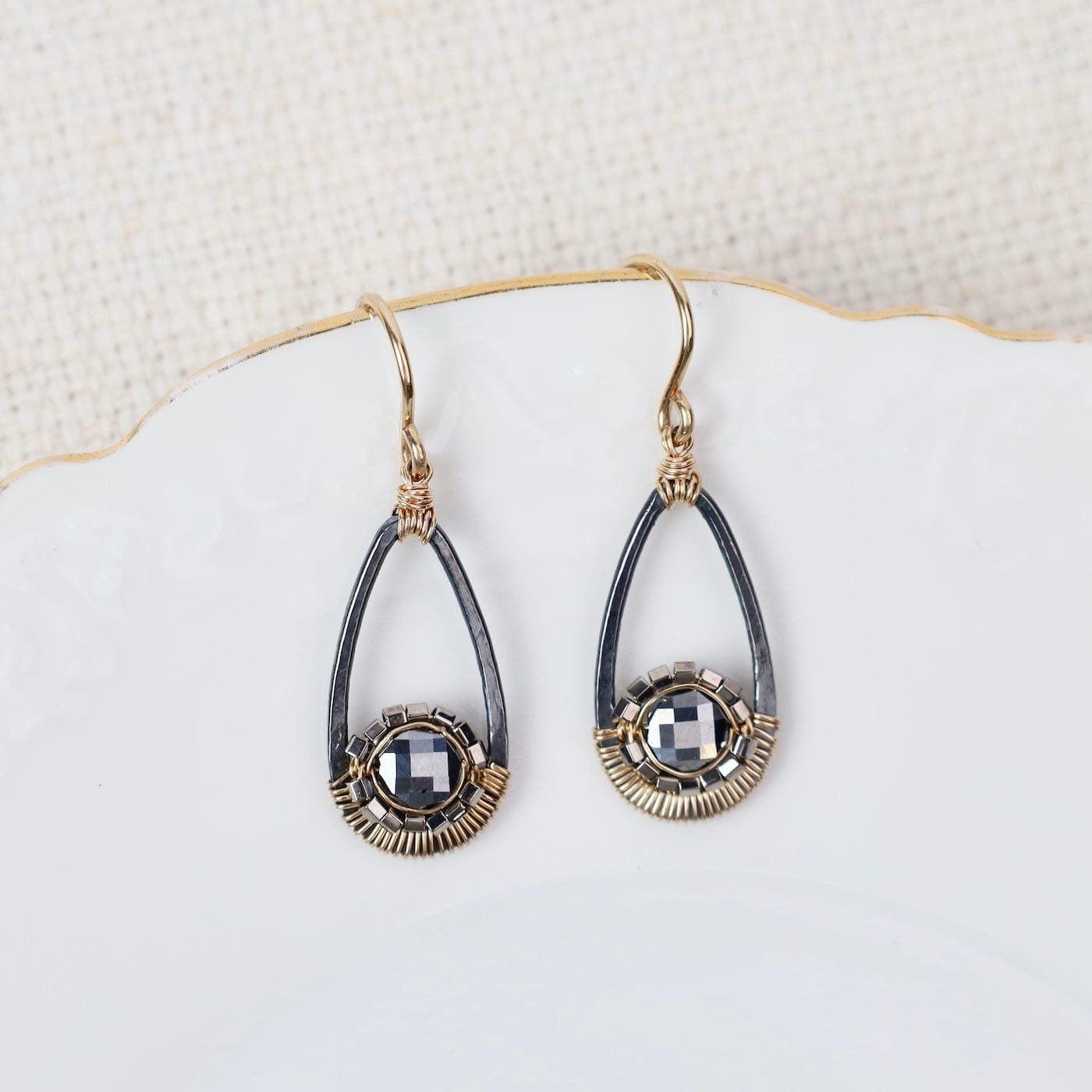 EAR-GF Black Spinel Teardrop Earrings