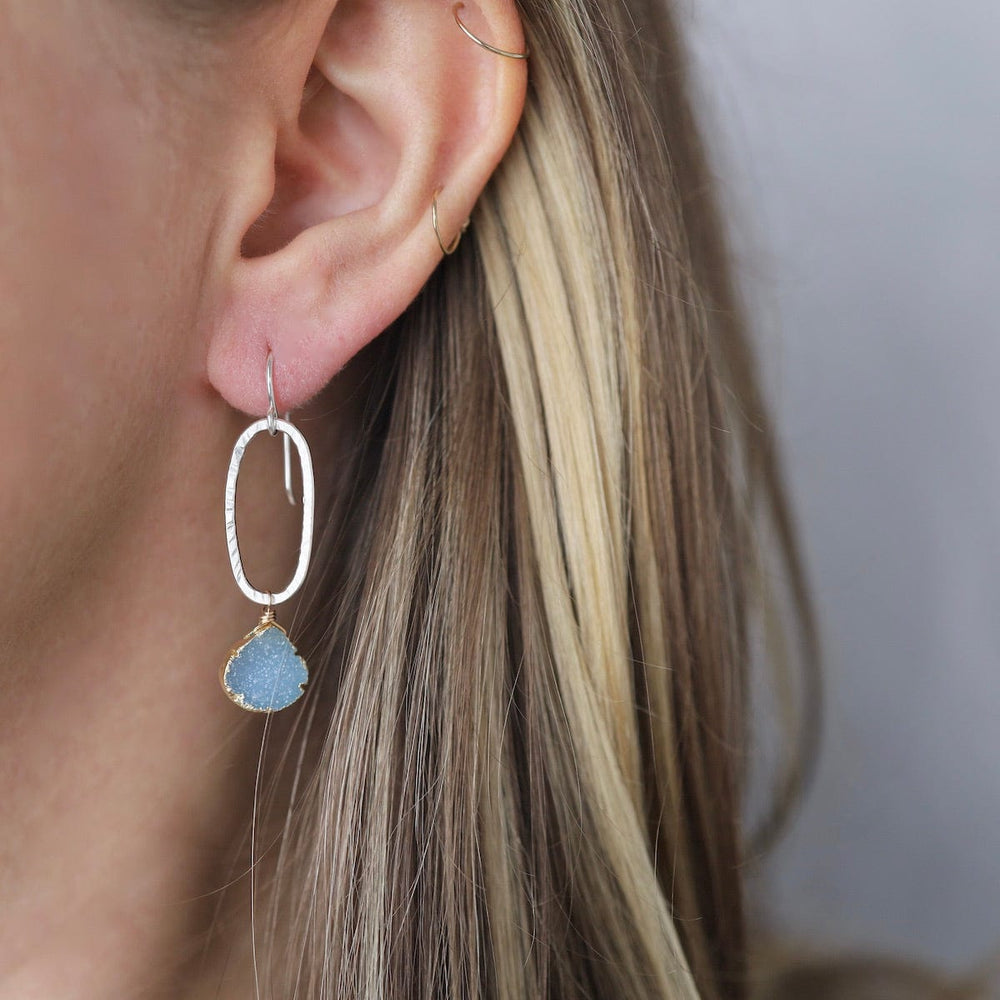 EAR-GF Blue Druzy Drop Earrings