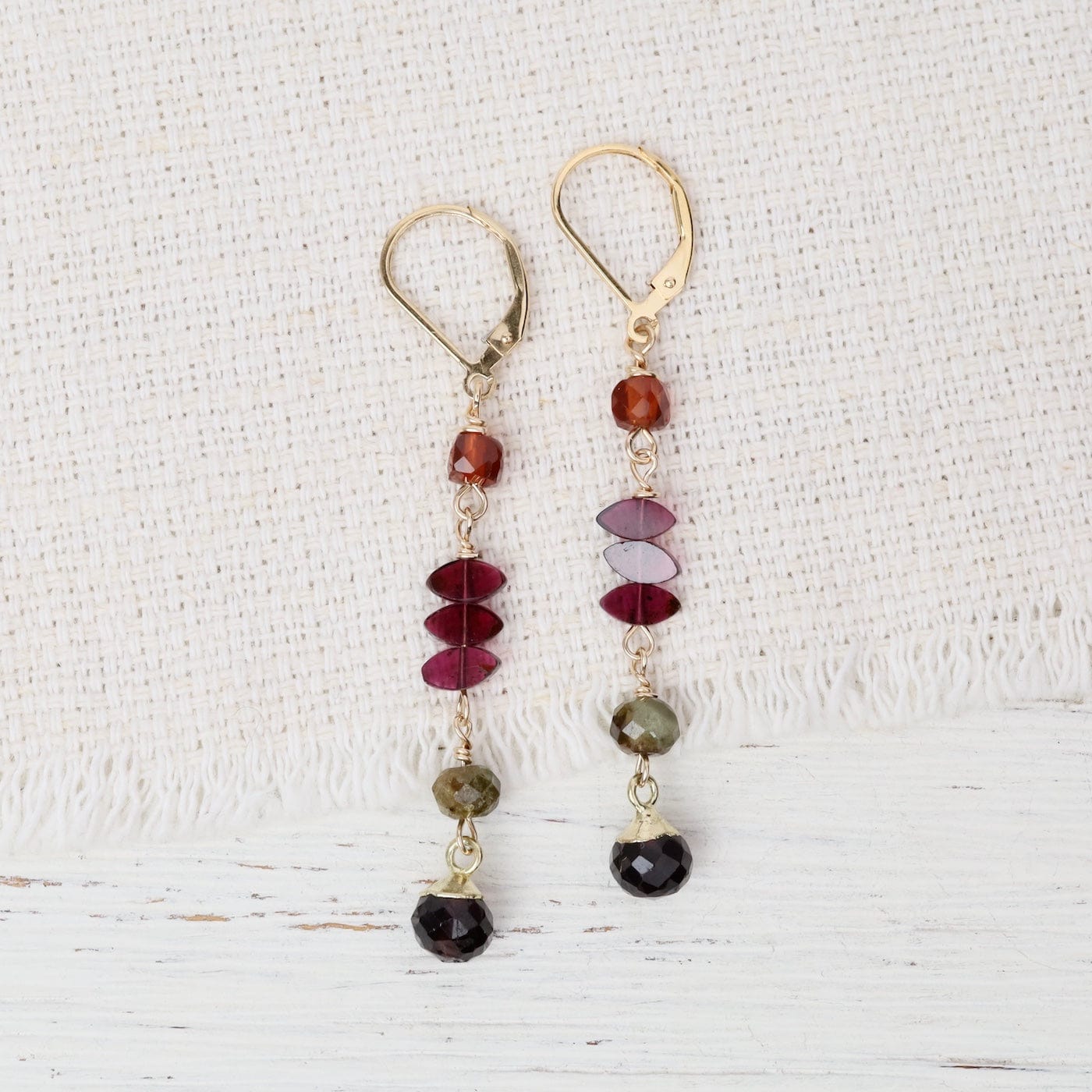 EAR-GF Colors of Garnet Golden Earrings
