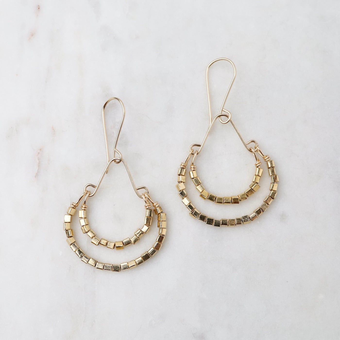 EAR-GF Crescents of Gold Vermeil Cubes Earring