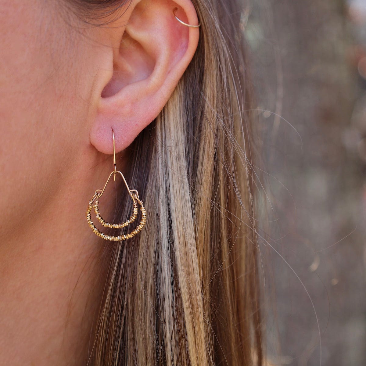 EAR-GF Crescents of Tiny Gold Vermeil Beads Earring