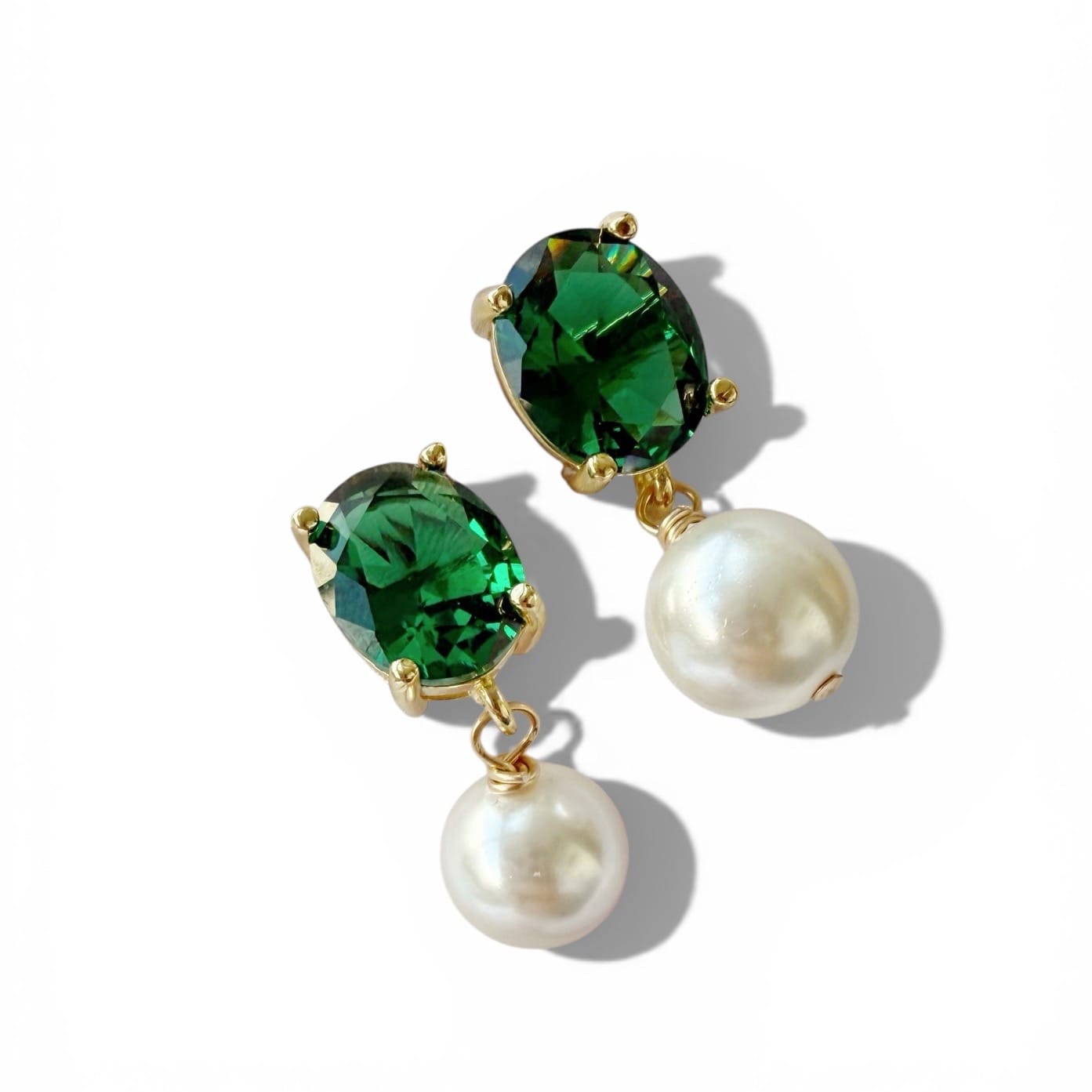 EAR-GF Dani Emerald Green Freshwater Pearl Earrings