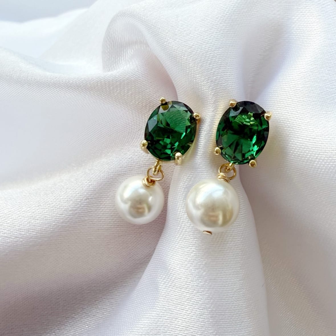 EAR-GF Dani Emerald Green Freshwater Pearl Earrings