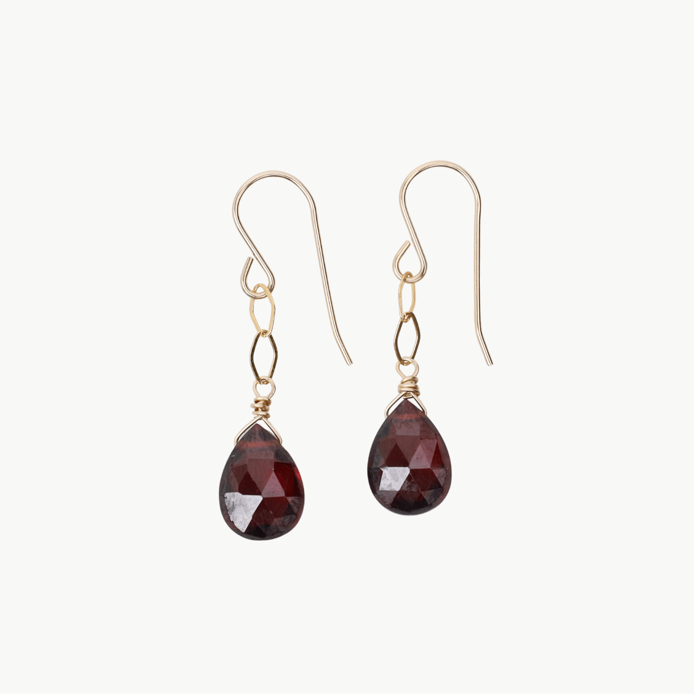EAR-GF Diamond Link Garnet Drop Earrings