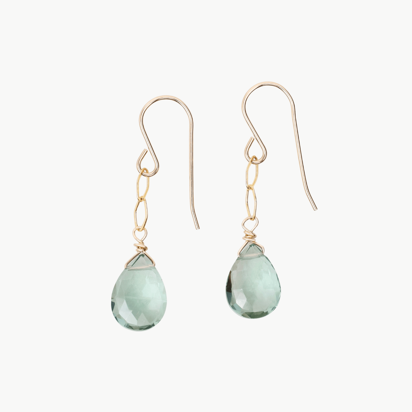 EAR-GF Diamond Link Green Amethyst Drop Earrings