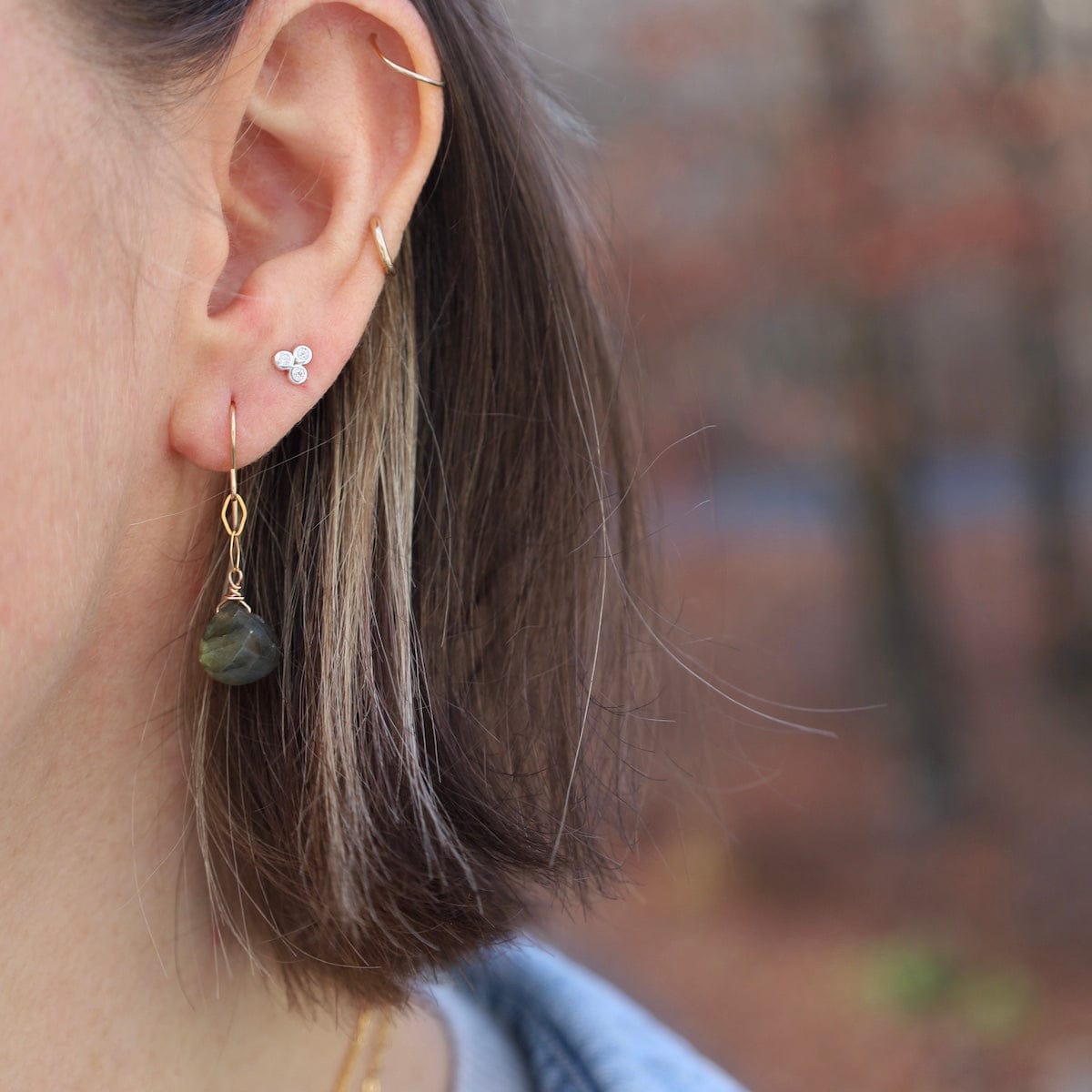 EAR-GF Diamond Link Labradorite Drop Earrings