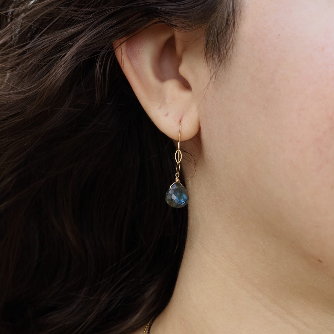 EAR-GF Diamond Link Labradorite Drop Earrings