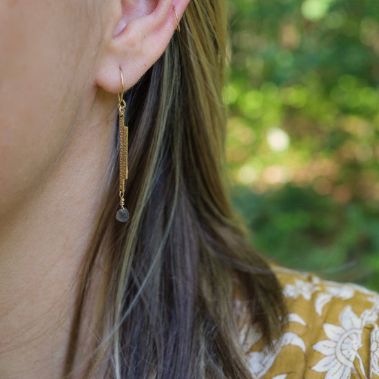 EAR-GF Double Bar Earrings with Labradorite