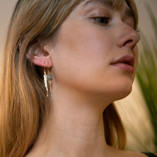 EAR-GF Double Bar Earrings with Labradorite