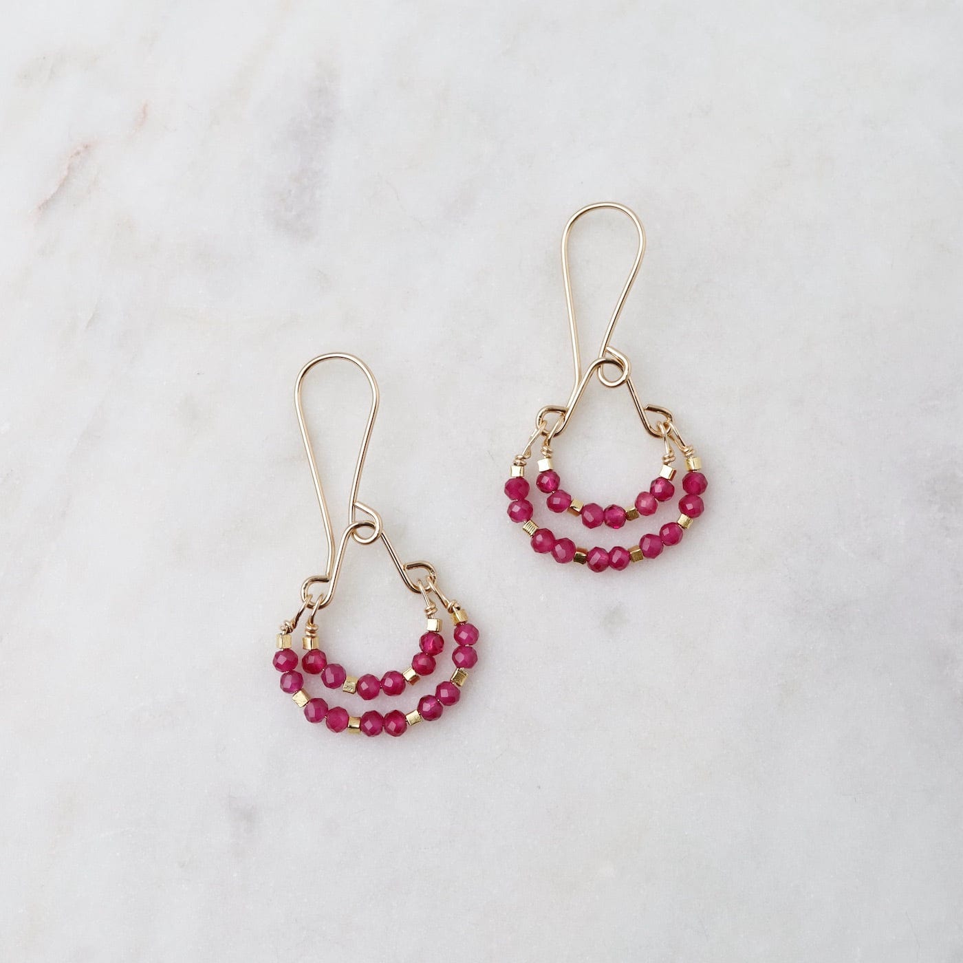 EAR-GF Double Crescents of Pink Quartz Earring