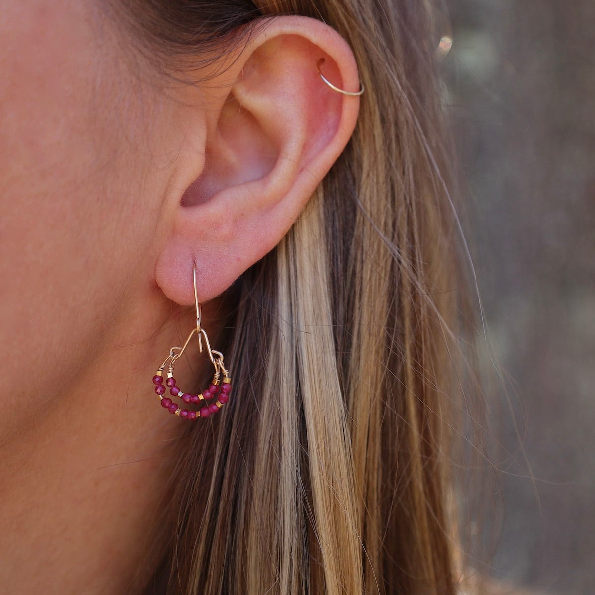 EAR-GF Double Crescents of Pink Quartz Earring
