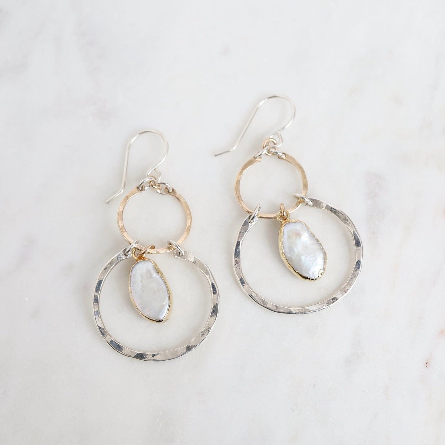 EAR-GF Double Loop Pearl Earring