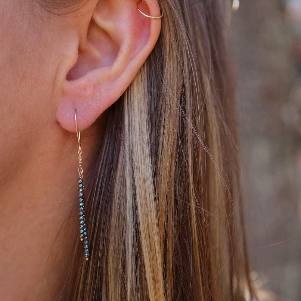 
                      
                        EAR-GF Double Pyrite Sticks on Gold Fill Chain Earring
                      
                    