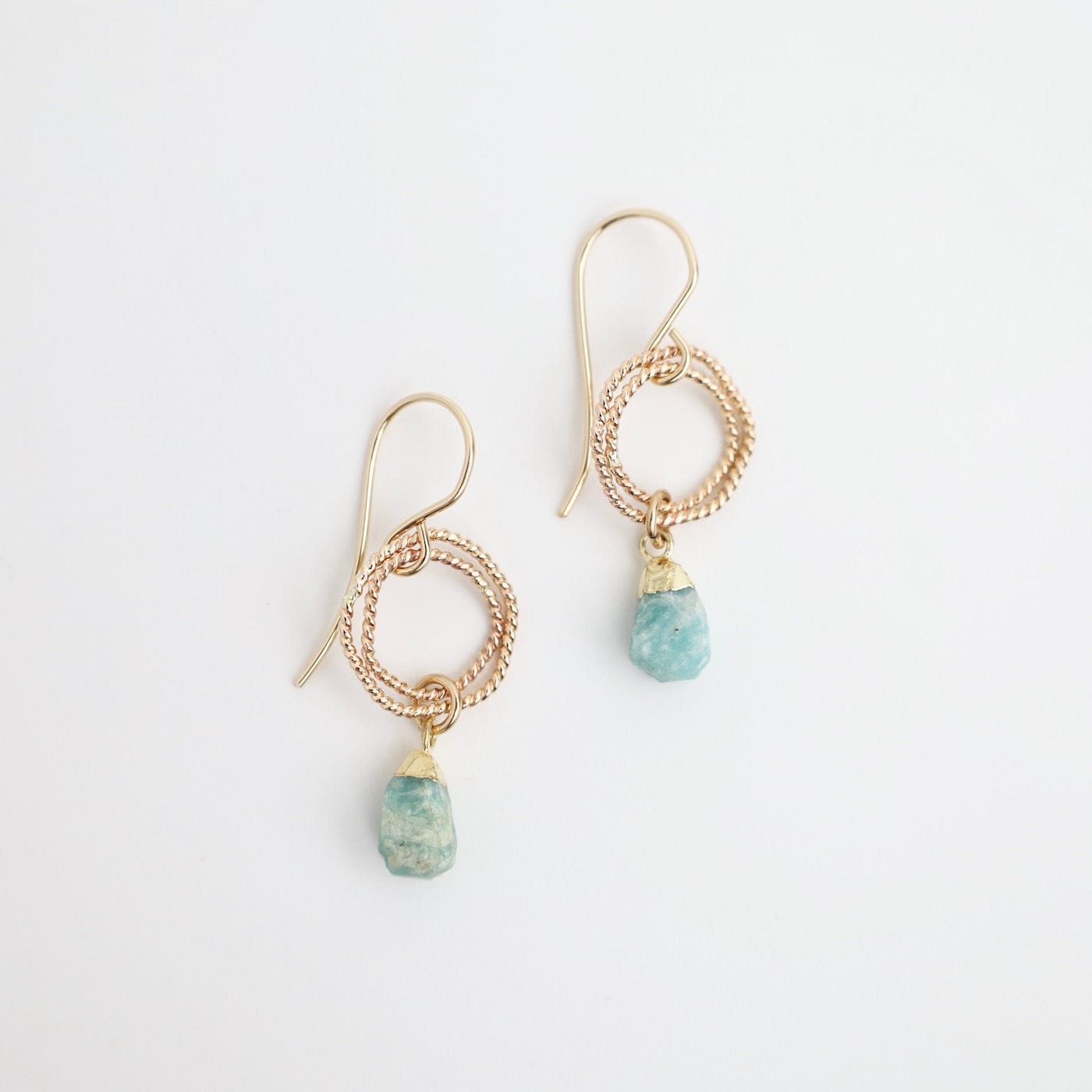 EAR-GF Double Ring Earring with Natural Amazonite