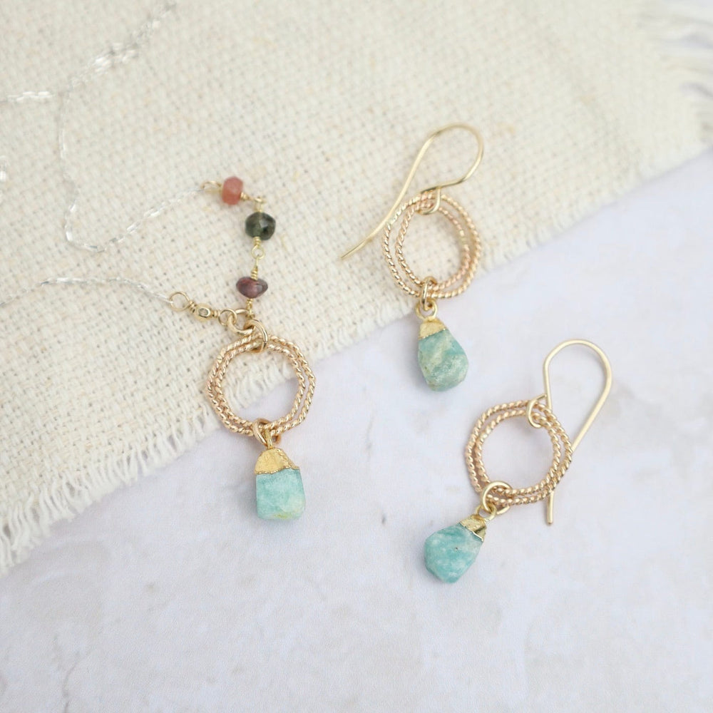 
                  
                    EAR-GF Double Ring Earring with Natural Amazonite
                  
                