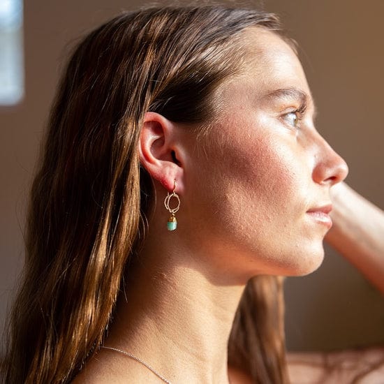 EAR-GF Double Ring Earring with Natural Amazonite