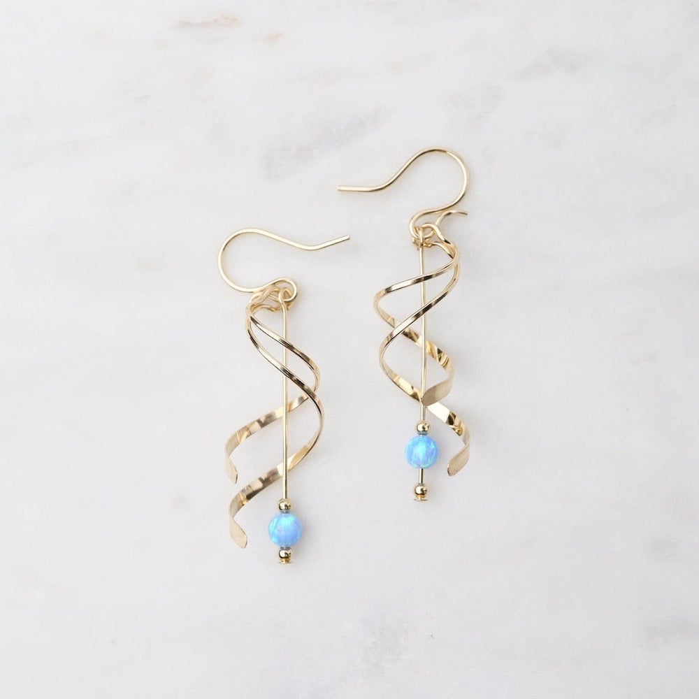 
                      
                        EAR-GF Double Spiral with Hanging Blue Opal Ball Earrings
                      
                    