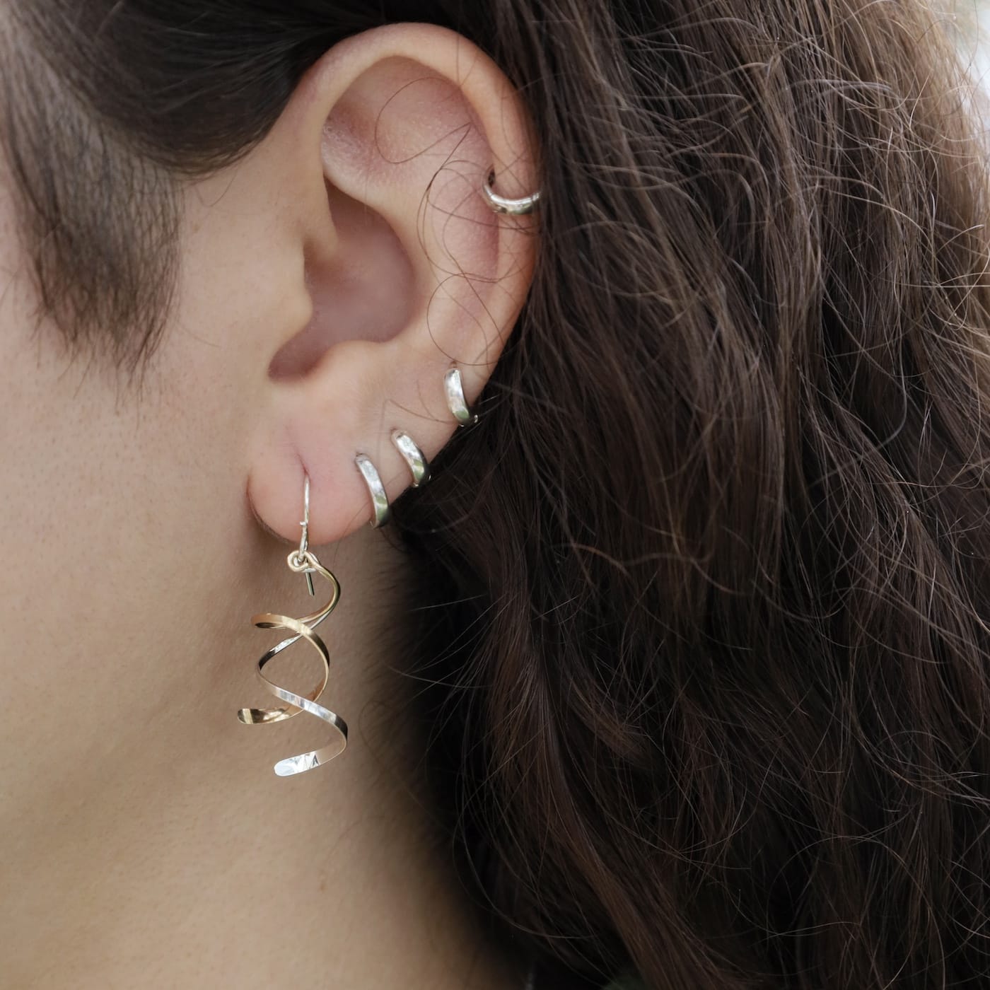 EAR-GF Double Twist Dangle Earrings in Mixed Metals