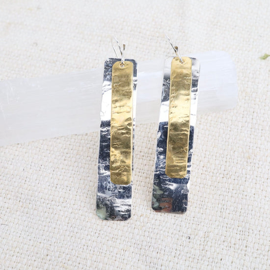 EAR-GF Etched Double Bar Earrings - Gold Filled & Sterling Silver