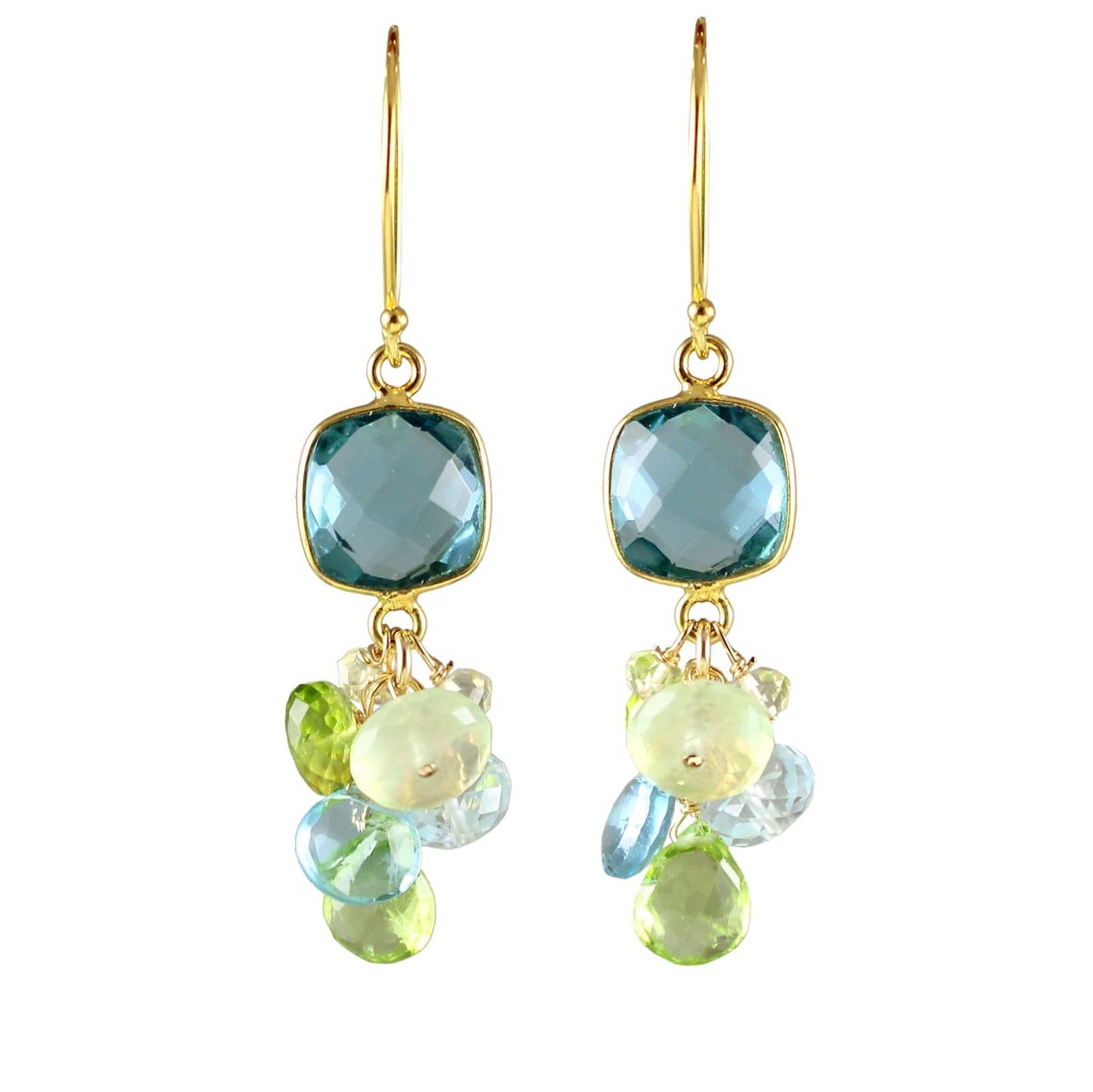 EAR-GF Faceted Quartz Green Mix Earrings